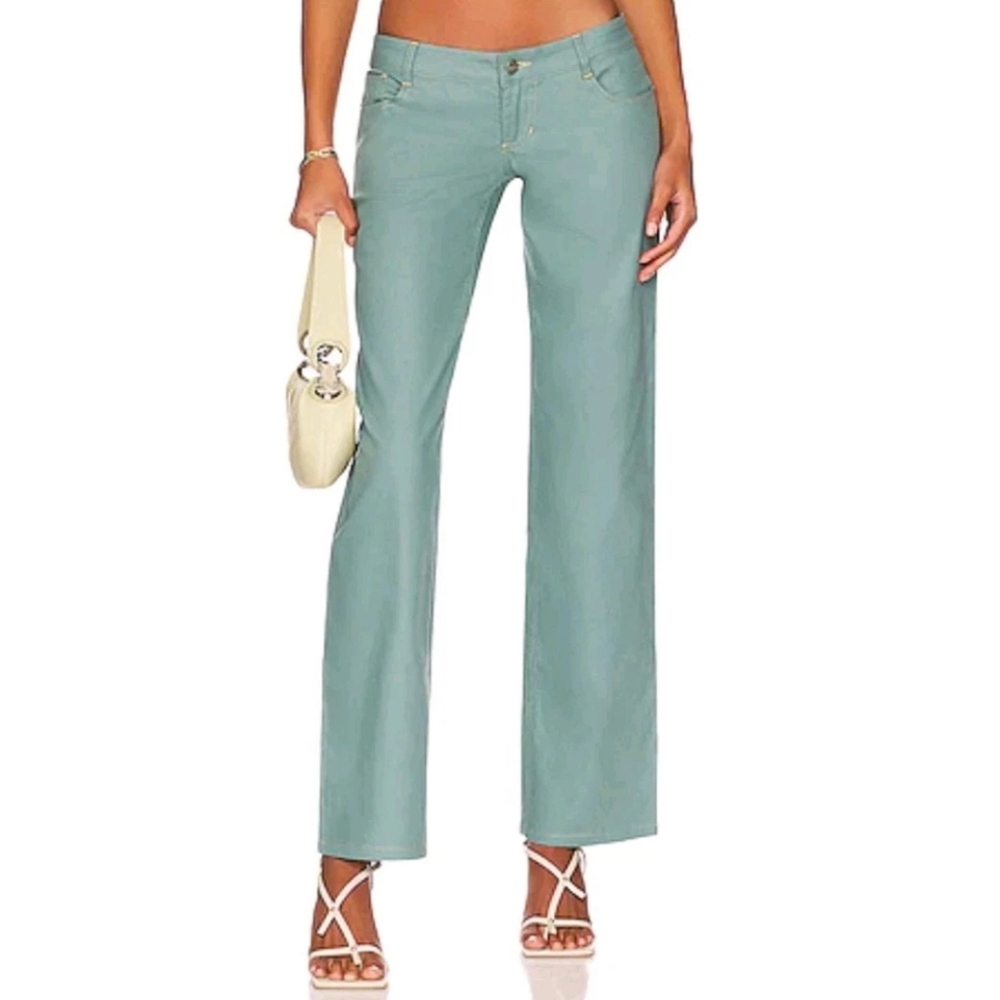 Miaou Atlas Trouser Pants Large 35/30 Slate Blue Y2K Low Rise Straight Nwt $255